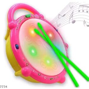 Flash Drum with 3D Lights and Music Effect & Playing Sticks-Multicolored